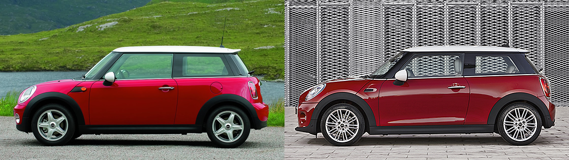 新旧ミニ3ドアのサイドの違い